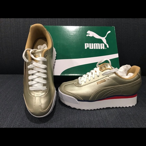 gold platform tennis shoes